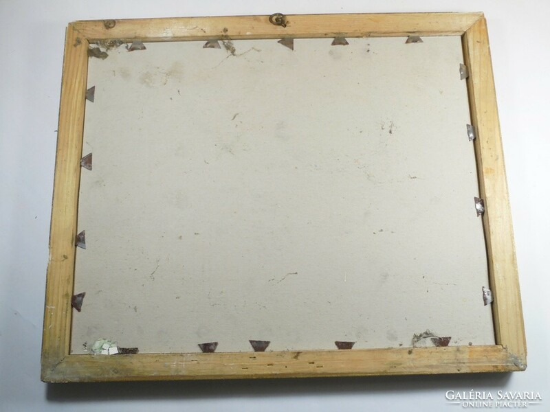 Old decorative gilded wooden picture frame with Italian printed picture - dimensions: 33.5 x 27.5 cm