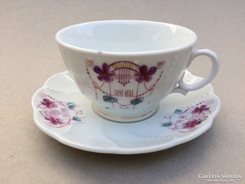 Régi porcelán kávés csésze szecessziós virágos virág mintás
