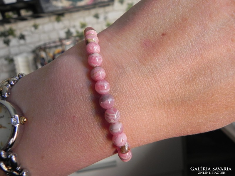 Beautiful striped rhodochrosite bracelet 18.5-19cm