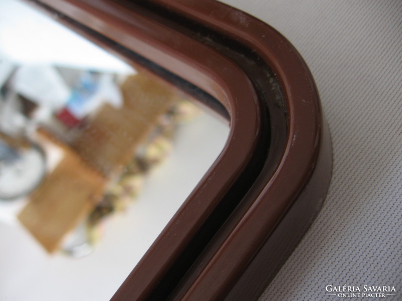 Retro brown plastic framed wall mirror