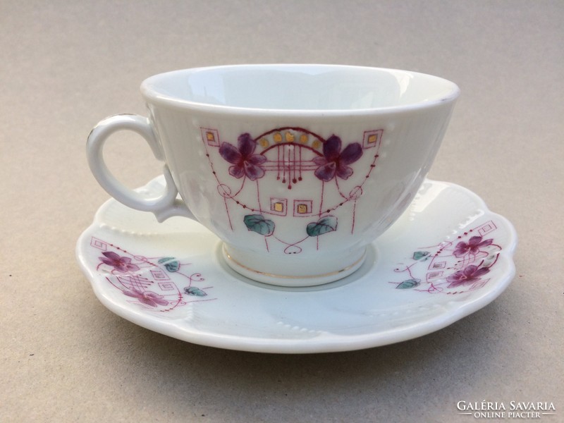 Régi porcelán kávés csésze szecessziós virágos virág mintás