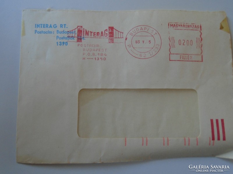 D193732 old letter envelope 1983 interag rt budapest machine stamp red meter ema
