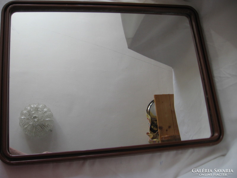 Retro brown plastic framed wall mirror