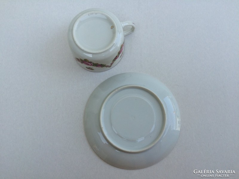 Régi porcelán csésze szecessziós rózsagirlandos teás bögre