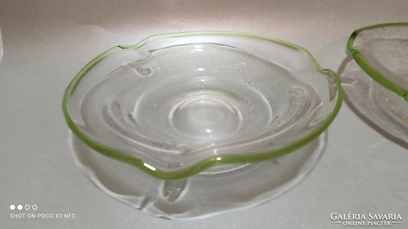 Marked craft glass ashtray ashtray eisch rare green rim bubble price per piece