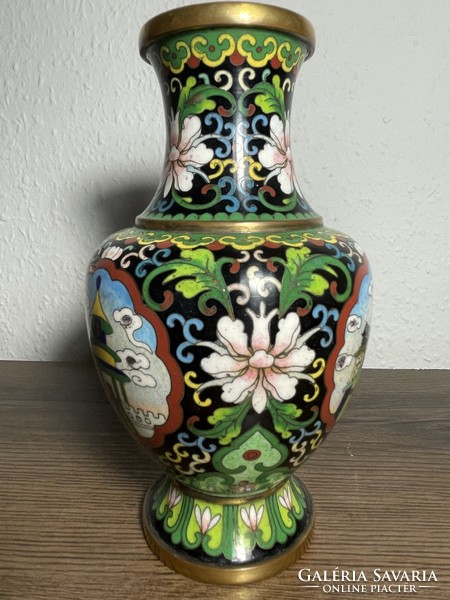 Chinese 19 cm compartment enamel/cloisonne vase