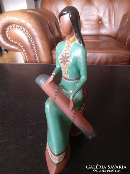 Art deco kerámia figura ! / zenélő lány /