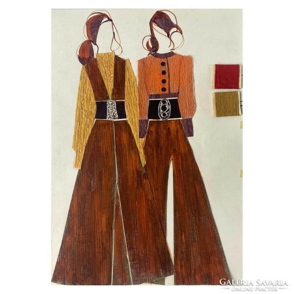 Watercolor fashion/clothing design from the 70s - hippie clothes - Deákfalvi corner