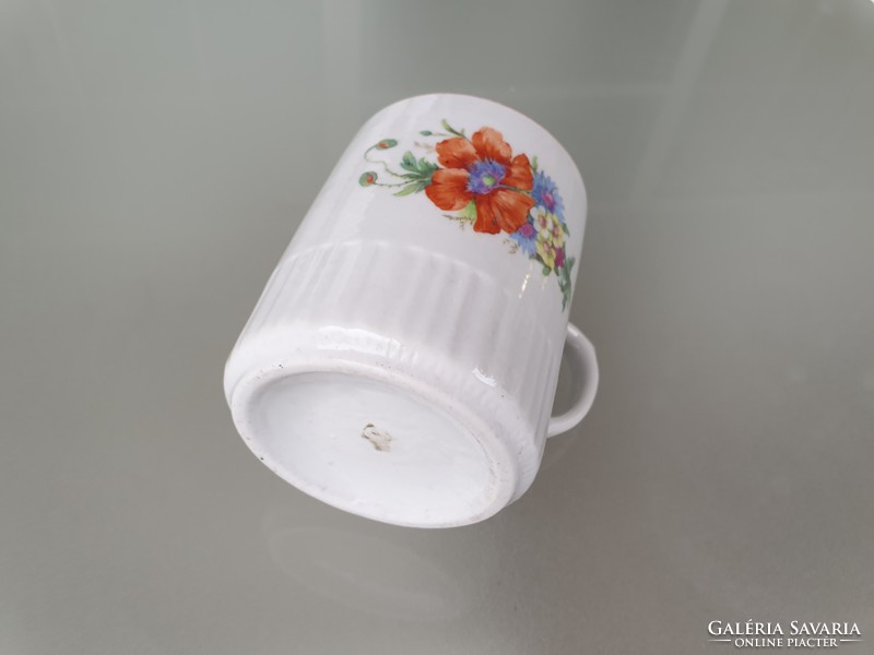 Régi vintage Zsolnay porcelán pipacsos búzavirágos bögre népi teás mezeivirágos csésze