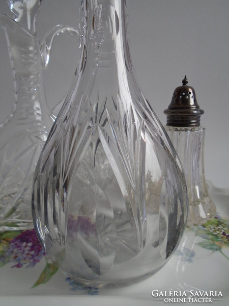 Old lead crystal polished bottle