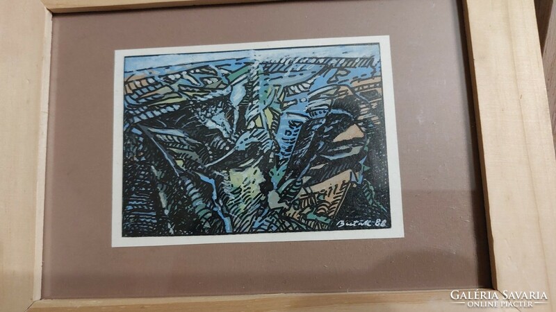 (K) andrás butak lithograph (watercolor?) 21X16 cm with frame 