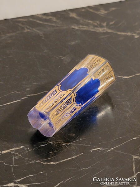 Antique beveled mini glass blue gold 7.5cm bieder