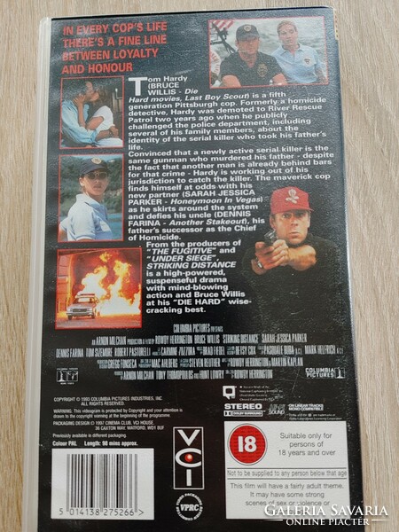 Bruce Willis  Striking Distance  angol   VHS film    RITKASÁG!!