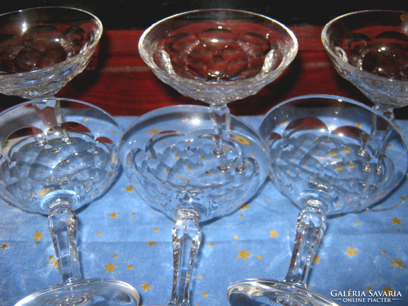 6 Josephinenhütte Vintage kristály pezsgős pohár