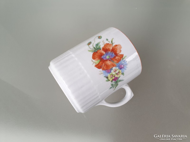 Régi vintage Zsolnay porcelán pipacsos búzavirágos bögre népi teás mezeivirágos csésze