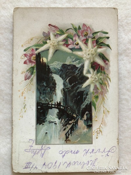 Antique litho postcard with long address - 1904 -3.