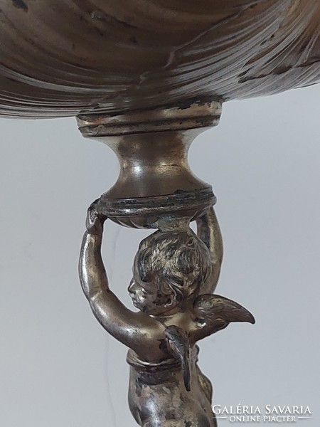 Asztalközép ezüstözött angyal figurális neorokokó