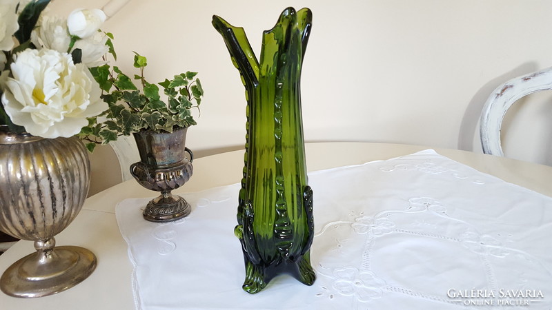 Art Nouveau bohemia oil green in a glass vase