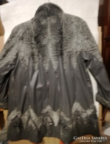 Women's avant-garde genuine leather jacket with Persian fur and snakeskin-German 40s - art&