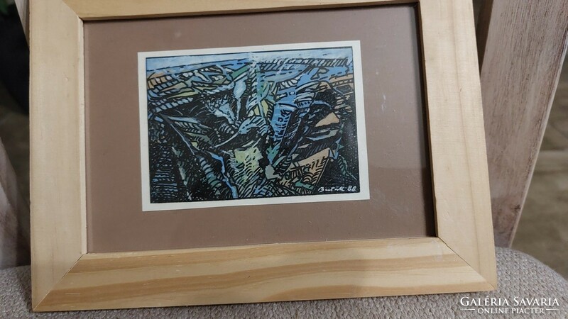 (K) andrás butak lithograph (watercolor?) 21X16 cm with frame 