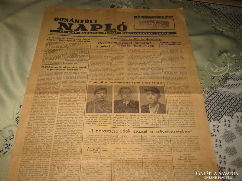 DUNÁNTÚLI  NAPLÓ 1956 febr 18. Az   M. D. P .  Baranya  megyei bizottságának  Lapja