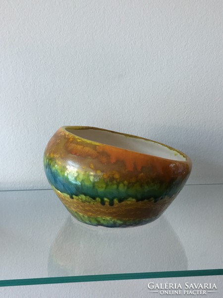 Marked retro ceramic ikebana bowl, vase