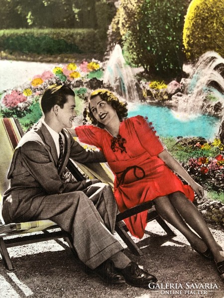 Antique, old romantic, colored postcard -3.
