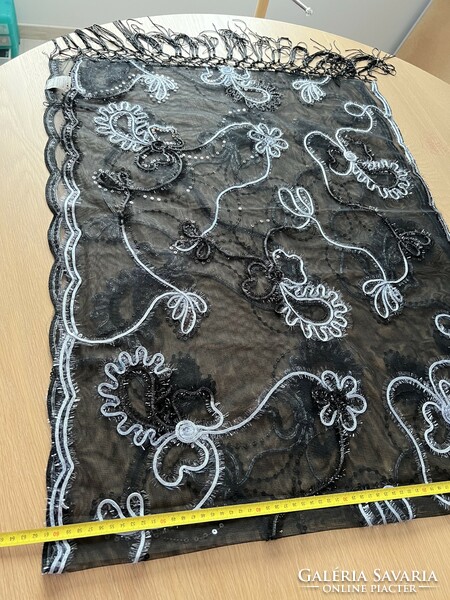 Martha may casual stole, shawl with sequin decoration, black color 60x150 cm new!