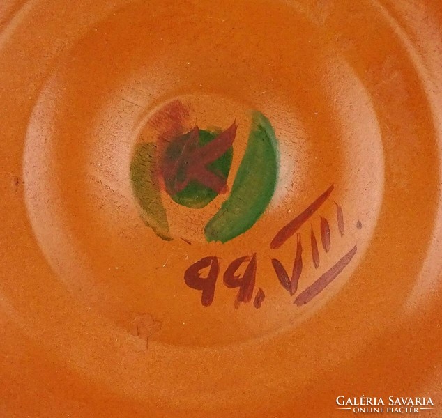 1E278 Nagyméretű kézzel festett kerámia asztalközép kínáló tál gyümölcsös tál 28.5 cm