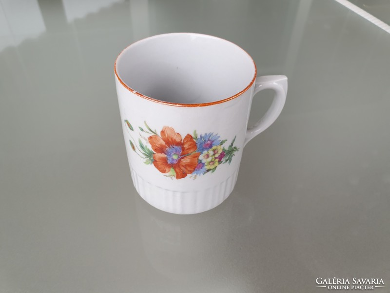 Old vintage zsolnay porcelain poppy cornflower mug folk tea wildflower cup