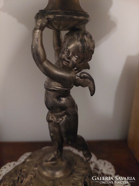 Asztalközép ezüstözött angyal figurális neorokokó