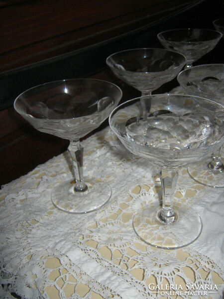 6 Josephinenhütte vintage crystal champagne glasses