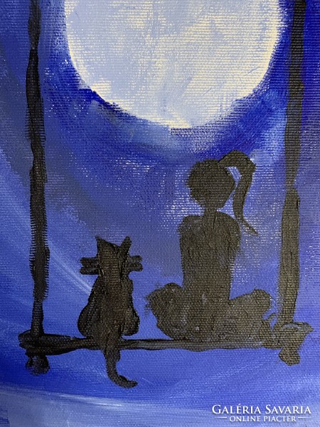 Full moon, painting for children canvas