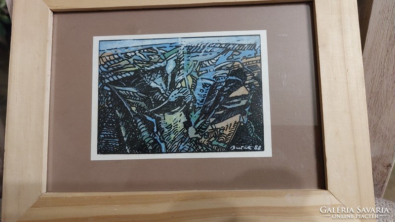 (K) andrás butak lithograph (watercolor?) 21X16 cm with frame 