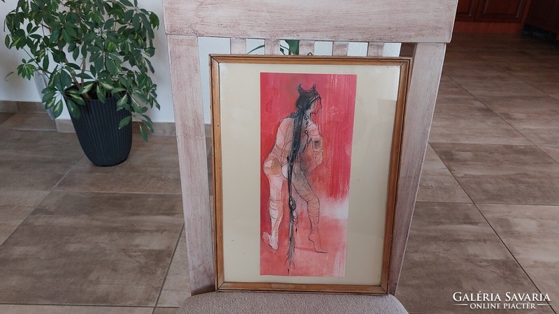 (K) devil figure with frame 28x38 cm
