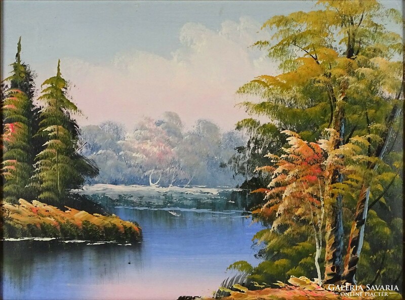 1L741 xx. Century painter: autumn waterside landscape