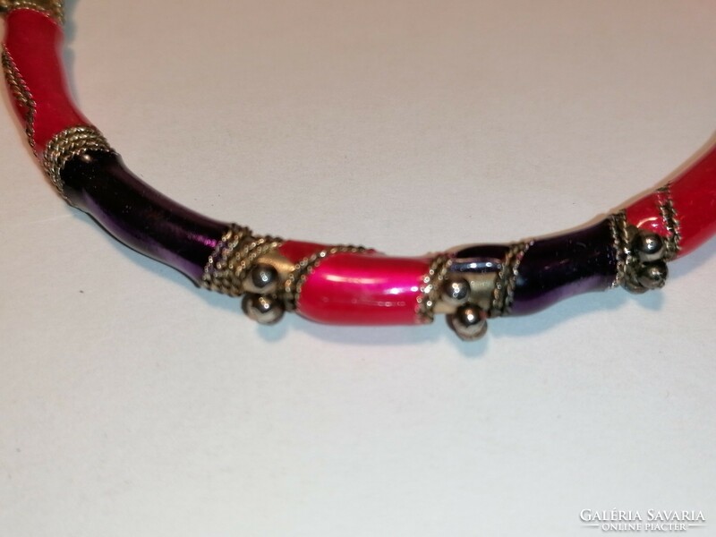 Pink and purple enamel bracelet (898)