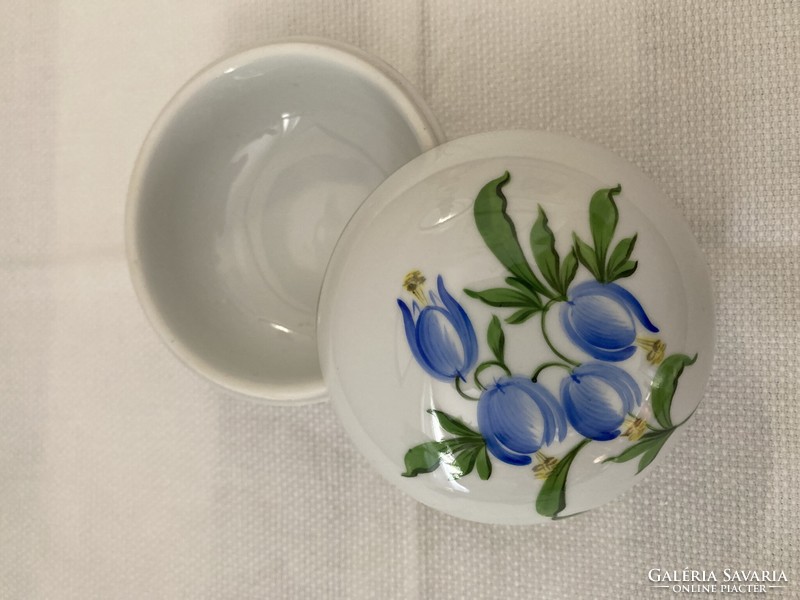 Herend porcelain bonbonier with blue flowers