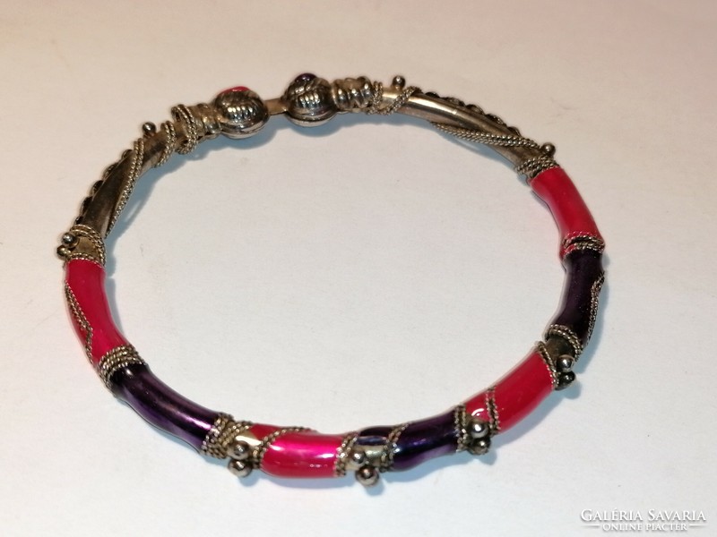 Pink and purple enamel bracelet (898)