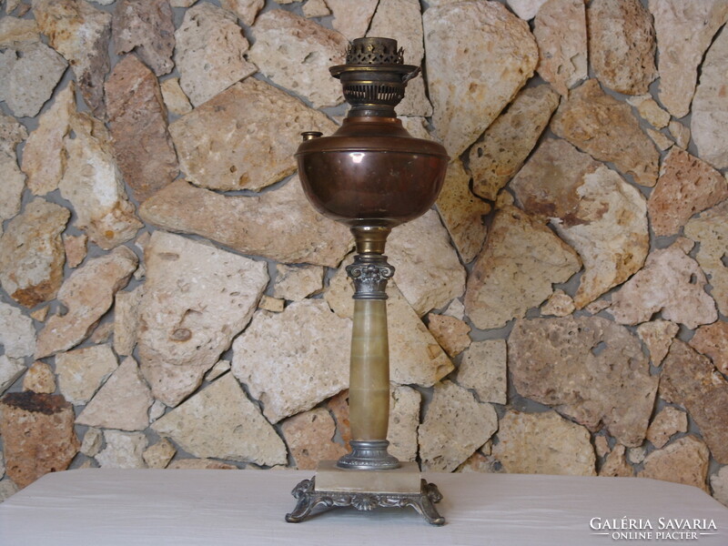 Large old peroleum lamp with patina