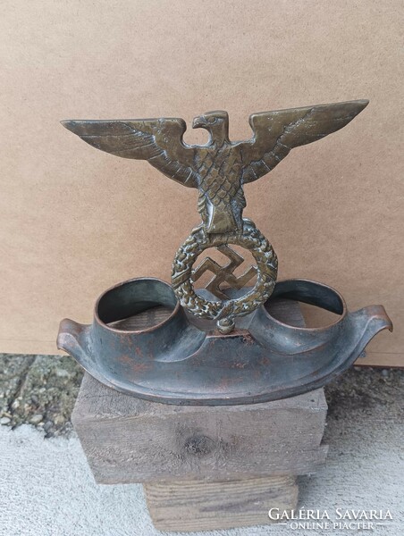 German imperial table spice holder bronze or copper porcelain dishes are missing