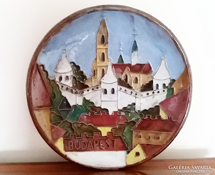 Régi retro kerámia tányér Budapest emlék szuvenír fali tányér falidísz fali dísz