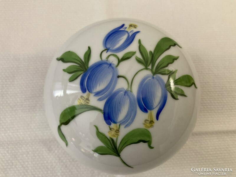 Herendi porcelán bonbonier kék virágos