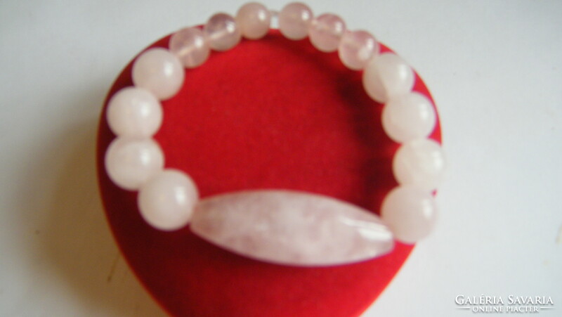 Rose quartz, rubber bracelet
