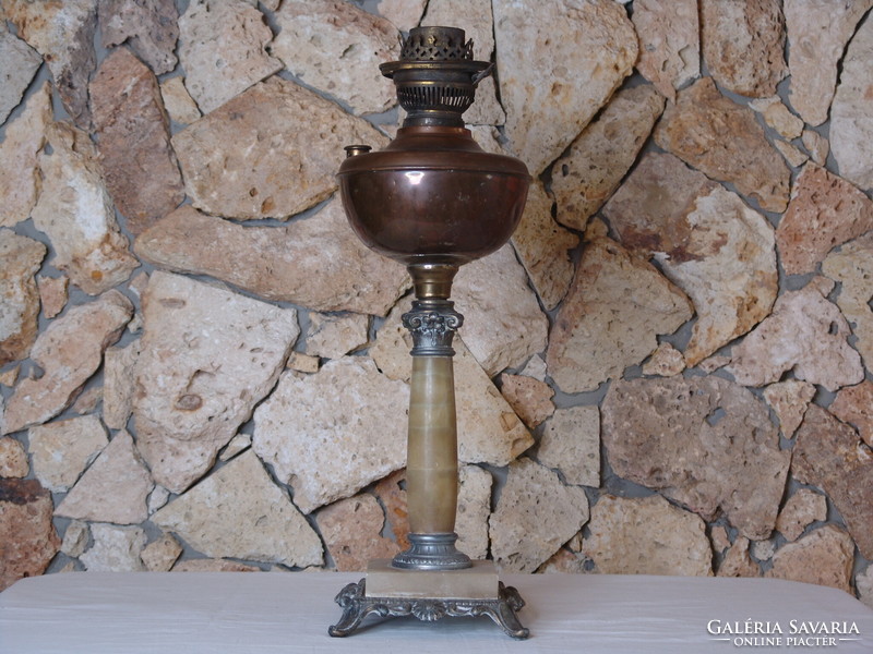Large old peroleum lamp with patina