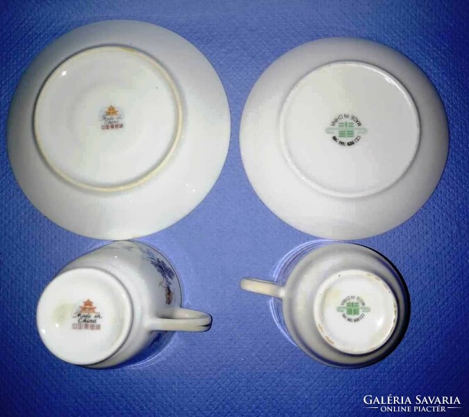 2 porcelain coffee cups with flower pattern decor for sale