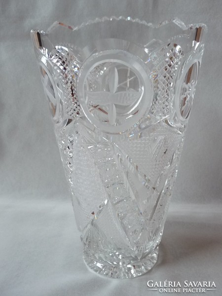 Large military memorial crystal vase
