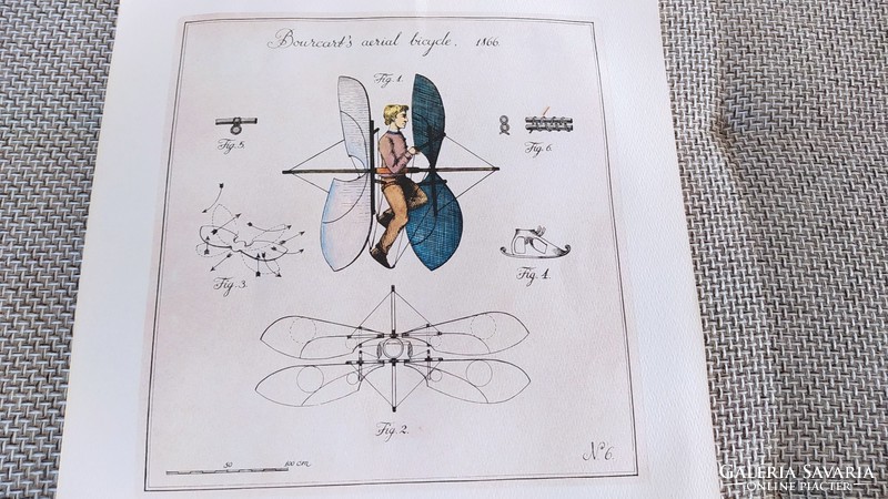 (K) Malév calendar bourcart's aerial bicycle 1866 (flight)