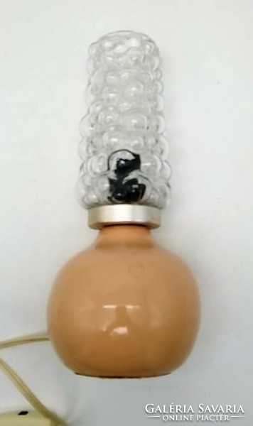Retro asztali lámpa, kerámia lámpa üveg búrával, 30 cm
