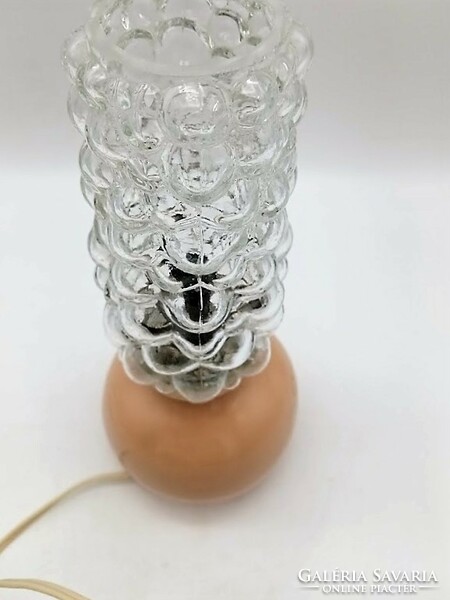 Retro asztali lámpa, kerámia lámpa üveg búrával, 30 cm